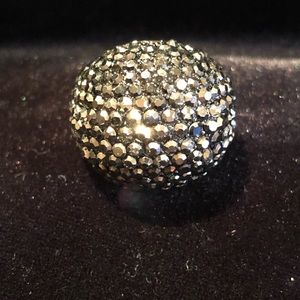 Hematite and rhinestone ring.